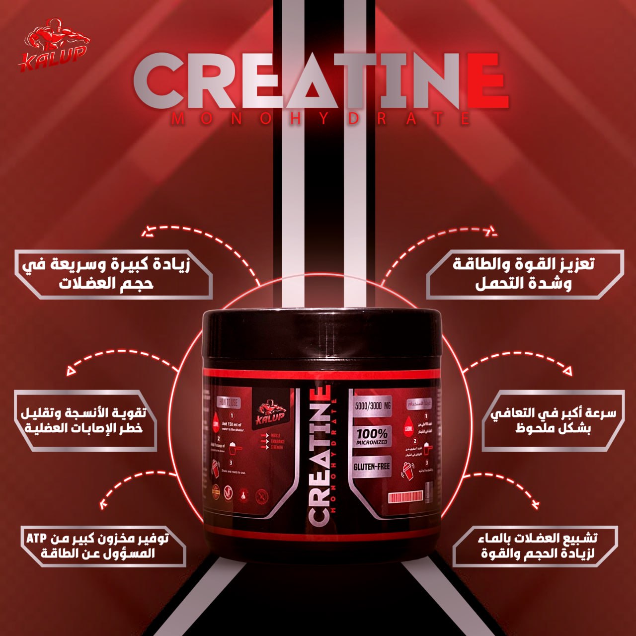 Creatine Monohydrate 5gm  - يشمل الضمان