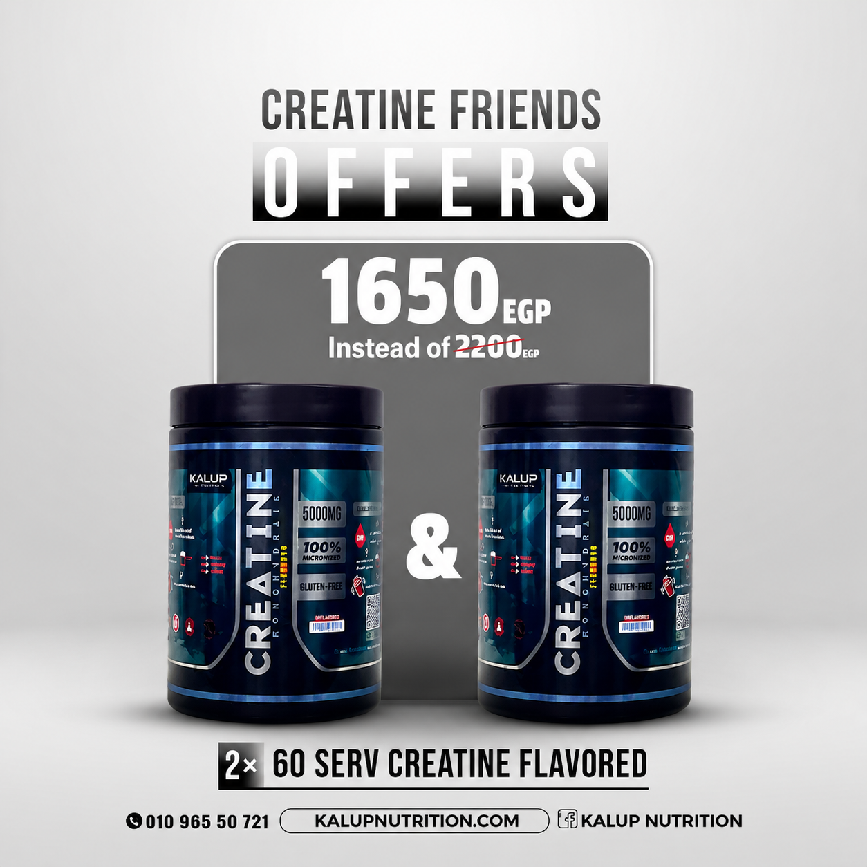 2 X 60 serv creatine flavored